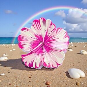 Magenta Fuchsia Purple Pink Hibiscus Floral Flower 4" Lobster Claw Hair Clip